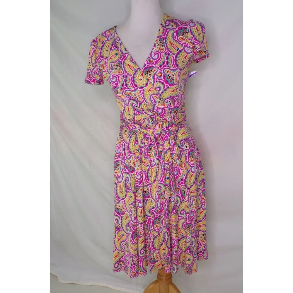 🆕 BODEN Evangeline V-Neck Belted Paisley Print Jersey Dress 4 - Picture 4 of 11
